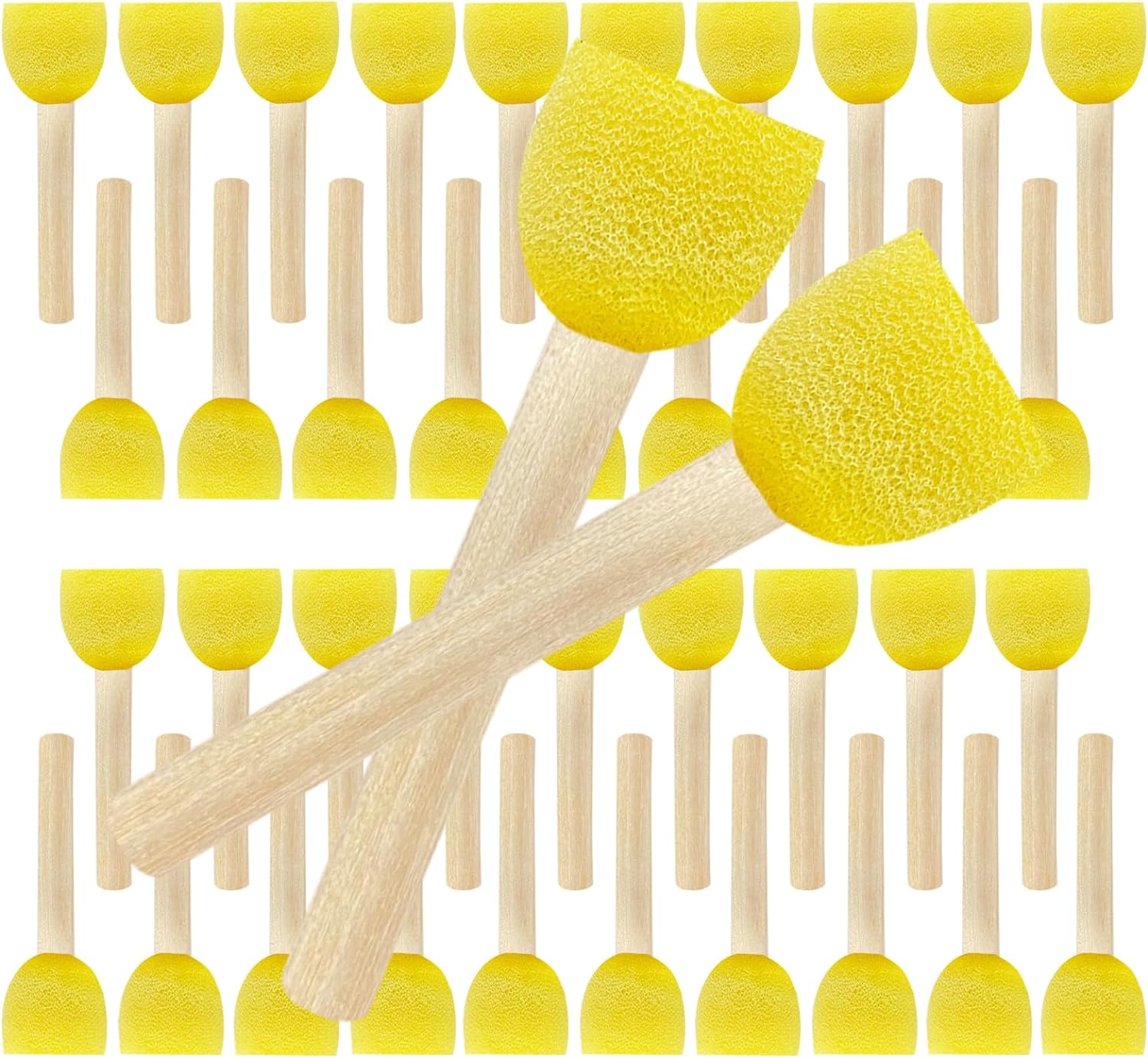 40 Pieces Round Sponges Brush Set, Paint Sponges for Painting Sponge Paint  Brush with Wood Handle and Sponge Head Paint Sponges for Kids DIY Painting  Arts and Crafts（Yellow, 2cm/0.8 in) 